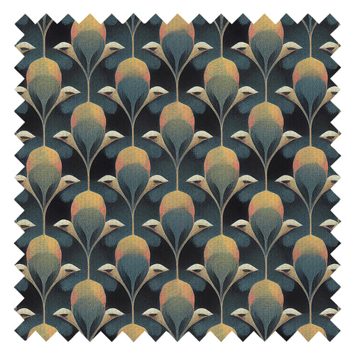 Plume de Paon Fabric in Rustic Green, Ochre and Teal