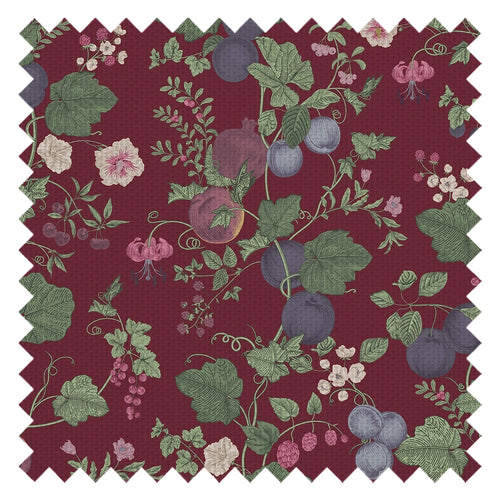 Forgotten Fruit Fabric in Wild Plum and Lavender on Berry Red