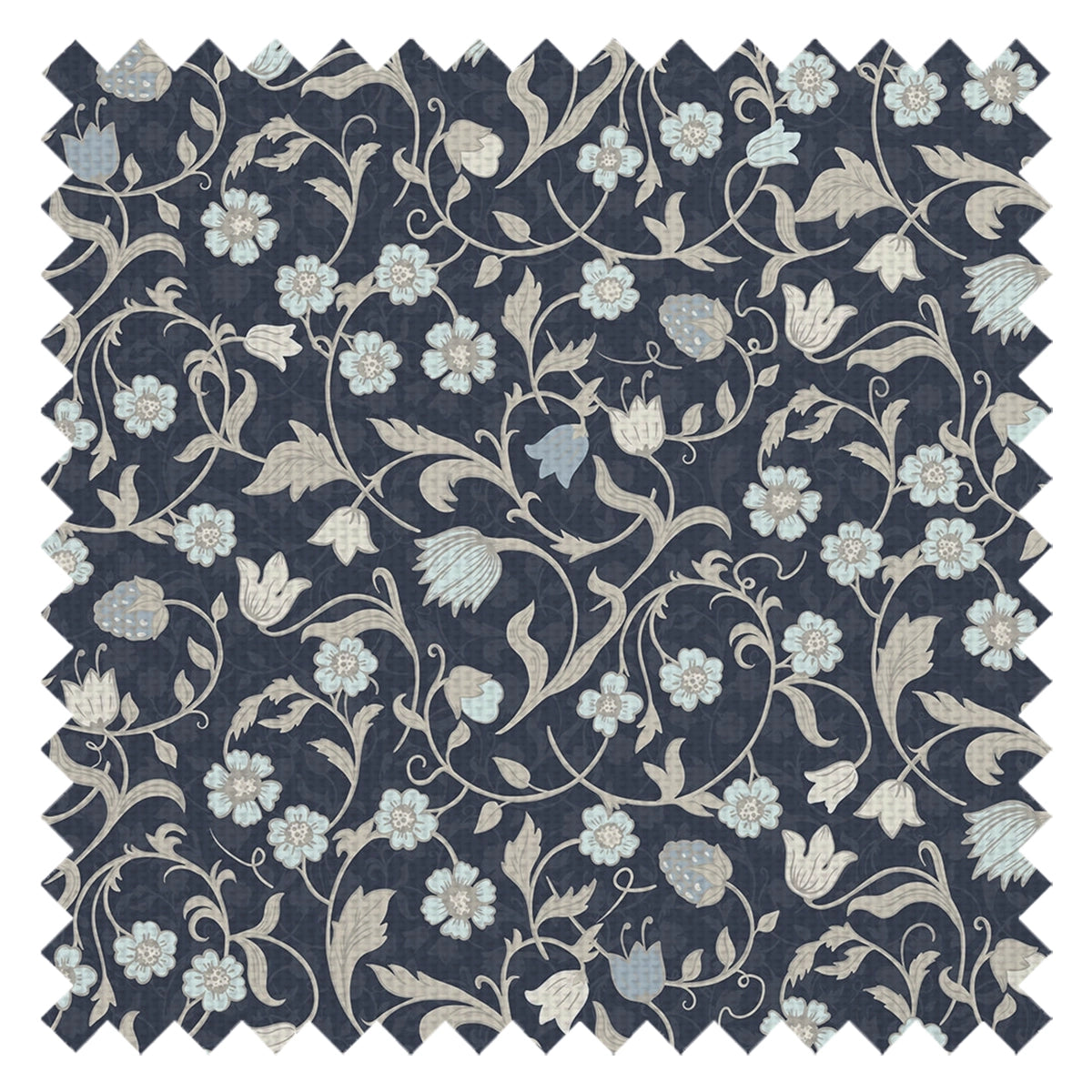 Rosehill Cottage Fabric in Duck Egg and Vintage Cream on Classic Navy
